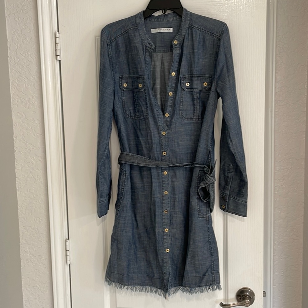 Trina Turk chambray belted dress in excellent condition size M